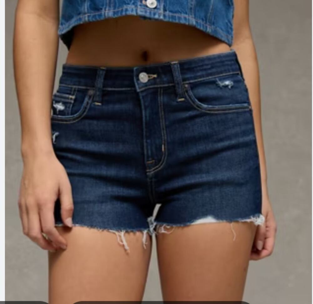 American Eagle Outfitters Ne(x)T Level Stretch Distressed Jean Short Blue 8